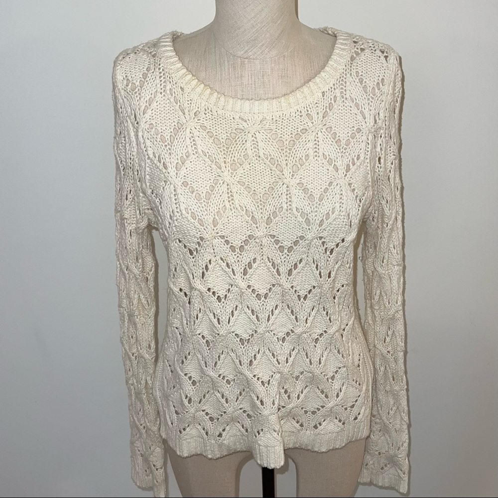 LOFT Cream Cable Knit Sweater Size Medium